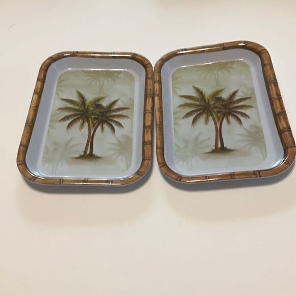 Pair of Palm Tree Trinket Trays, melamine. Kawaii, Fairy Kei - Picture 5 of 8